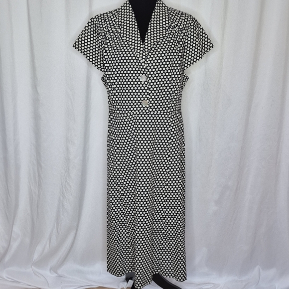 April Cornell Cotton Cap Sleeve 1/2 Button-Front w/ Collar Polka-Dot Dress - 3X - Picture 1 of 12